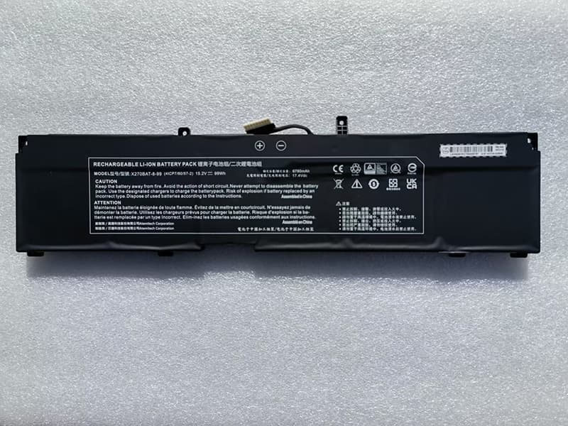 X270BAT-8-99 Battery 6780mAh/99Wh 15.2V Clevo X270BAT-8-99 (4ICP7